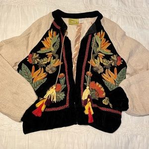 Maeve Embroidered Velvet Jacket Size Small